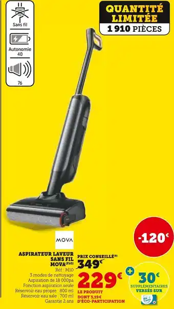 Super U Mova aspirateur laveur sans fil offre