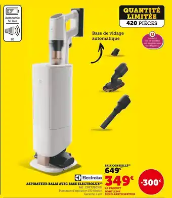 Super U Electrolux aspirateur balai avec base offre