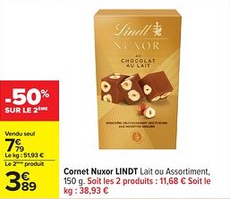 Carrefour Cornet nuxor lindt offre