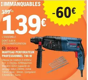 E.Leclerc Brico BOSCH Marteau perforateur professionnel 790 w offre