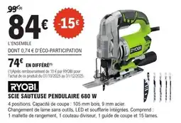 E.Leclerc Brico RYOBI Scie sauteuse pendulaire 680 w offre
