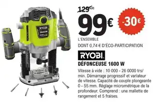 E.Leclerc Brico RYOBI Défonceuse 1600 w offre