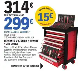 E.Leclerc Brico Servante d'atelier 7 tiroirs + 283 outils offre