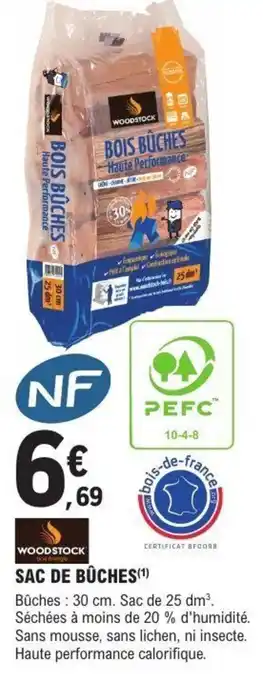 E.Leclerc Brico WOODSTOCK Sac de bûches offre