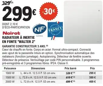 E.Leclerc Brico NOIROT Radiateur à inertie en fonte "walter 2" offre