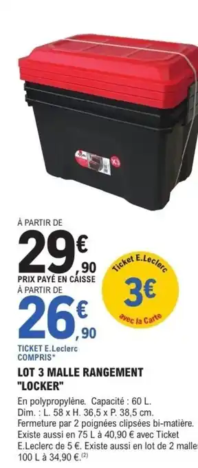 E.Leclerc Brico Lot 3 malle rangement "locker" offre