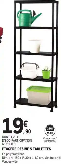 E.Leclerc Brico Étagère résine 5 tablettes offre