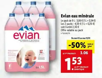 Lidl Evian Eau Minérale offre