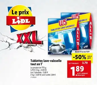 Lidl Tablettes Lave-Vaisselle Tout En 1' offre
