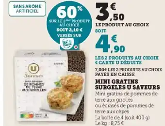 Hyper U Mini gratins surgeles u saveurs offre
