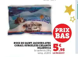 Hyper U Noix de saint jacques avec corail surgelees chlamys islandica offre