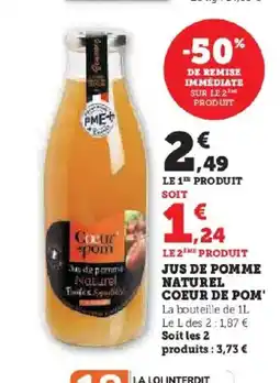 Hyper U COEUR DE POM Jus de pomme naturel offre