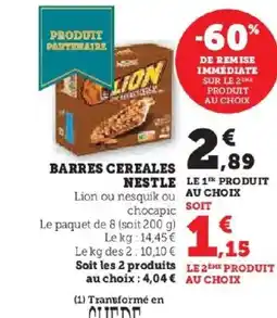 Hyper U Barres cereales nestle offre