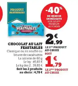 Hyper U FEASTABLES Chocolat au lait offre