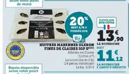 Hyper U Huitres marennes oleron la bourriche fines de claires igp offre