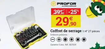PROFOR Coffret de serrage 1/4" 27 pièces