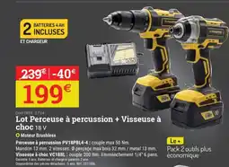 Espace emeraude Lot Perceuse à percussion + Visseuse à choc 18 V offre
