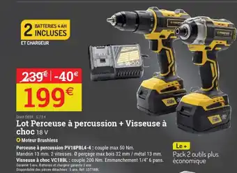 Espace emeraude Lot Perceuse à percussion + Visseuse à choc 18 V offre