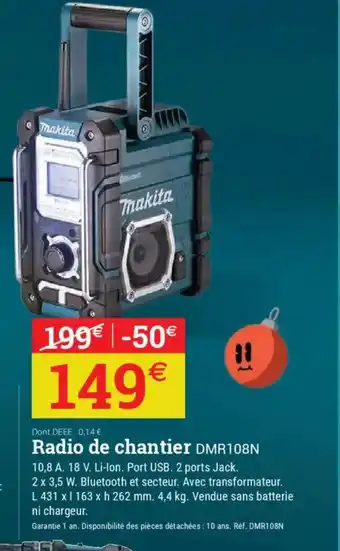 Espace emeraude Radio de chantier DMR108N offre