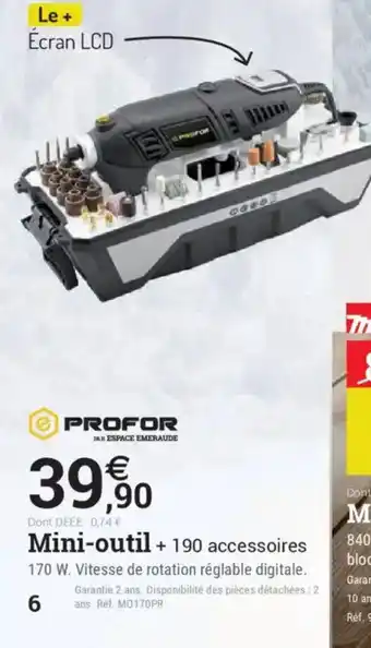 Espace emeraude PROFOR Mini-outil + 190 accessoires offre