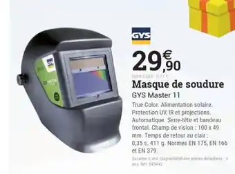 Espace emeraude GYS Masque de soudure offre