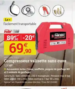 Espace emeraude Compresseur valisette sans cuve offre