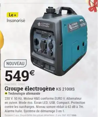 Espace emeraude Groupe électrogène KS 21001S offre