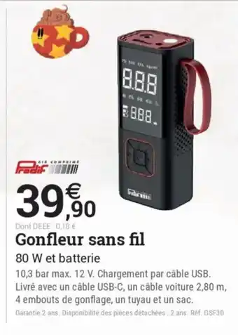 Espace emeraude Gonfleur sans fil offre