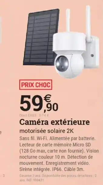 Espace emeraude Caméra extérieure motorisée solaire 2K offre