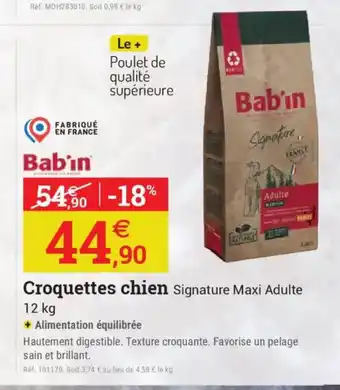Espace emeraude BABIN Croquettes chien Signature Maxi Adulte offre