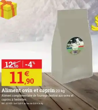 Espace emeraude Aliment ovin et caprin offre