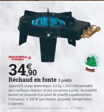 Espace emeraude SONAREMA FONDEX Réchaud en fonte 3 pieds offre