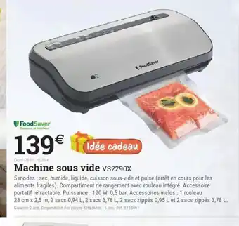 Espace emeraude Machine sous vide vs2290x offre