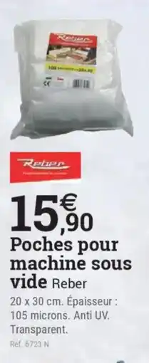 Espace emeraude REBER Poches pour machine sous vide offre