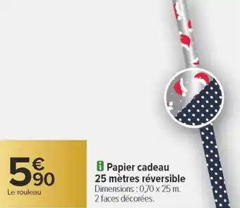 Carrefour Papier cadeau 25 mètres réversible offre
