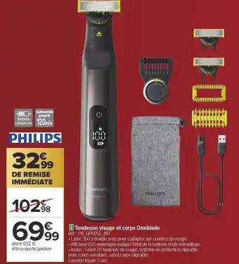 Carrefour Tondeuse visage et corps oneblade offre