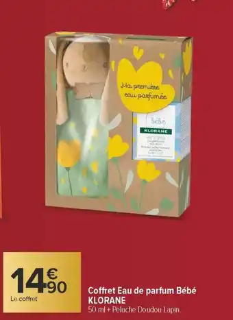 Carrefour Coffret eau de parfum bébé klorane offre