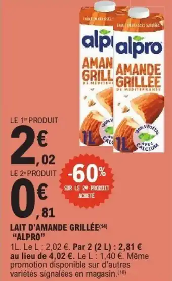 E.Leclerc Lait d'amande grillée alpro offre