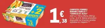 E.Leclerc Compotes pommes bananes vanille charles et alice offre