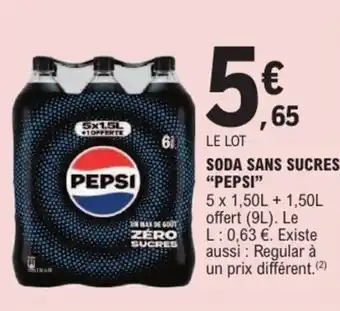 E.Leclerc Soda sans sucres pepsi offre