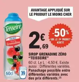 E.Leclerc Sirop grenadine zéro teisseire offre