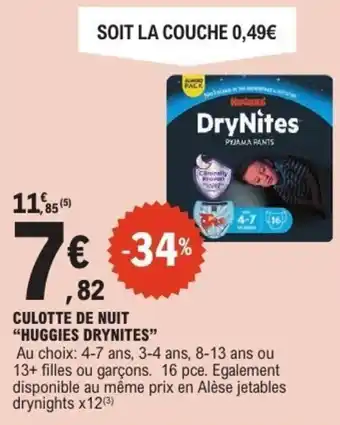 E.Leclerc Culotte de nuit huggies drynites offre
