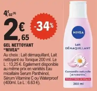 E.Leclerc Gel nettoyant nivea offre