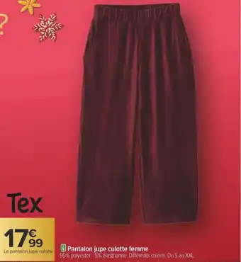 Carrefour Pantalon jupe culotte femme offre