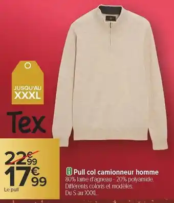 Carrefour Pull col camionneur homme offre