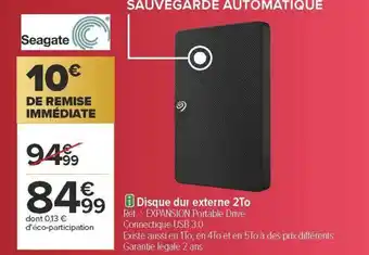 Carrefour Disque dur externe 2to offre