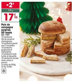 Croque Gel Pain de campagne surprise 50 toasts offre