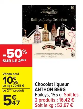 Carrefour Chocolat liqueur anthon berg offre