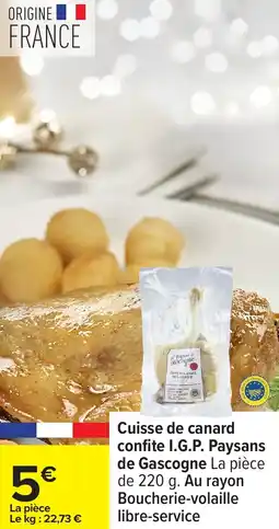 Carrefour Cuisse de canard confite i.g.p. paysans de gascogne offre
