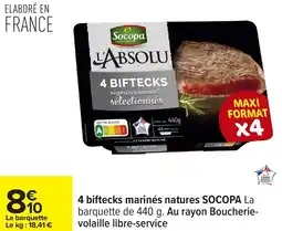 Carrefour 4 biftecks marinés natures socopa offre